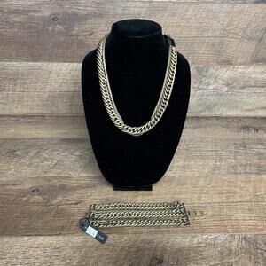 Ann Taylor Necklace And Bracelet Set-Heavy Chain-New